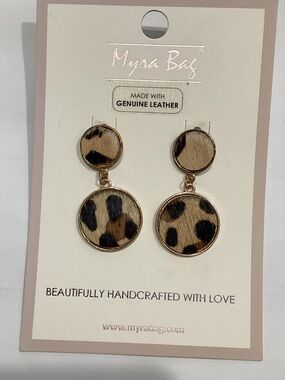 Myra Bag Gold-Trim Leopard Print Drop Earrings - Tan & Black